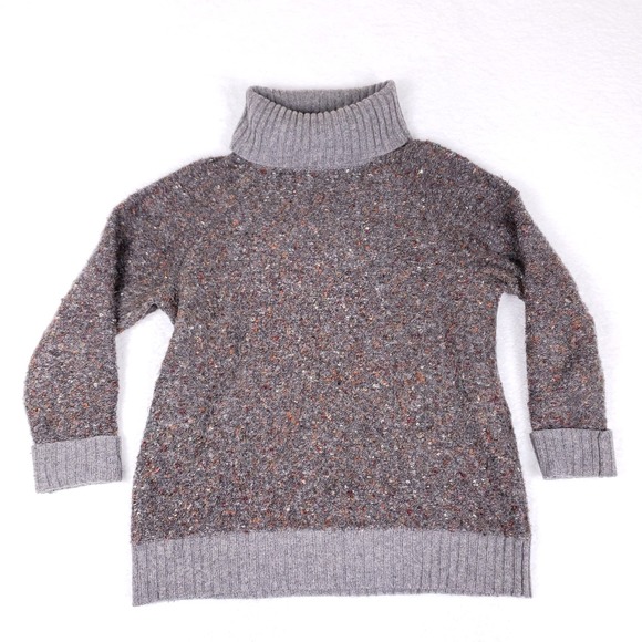 Cynthia Rowley Women's Plus 1X Gray Turtleneck Sweater Wool Blend Chunky Knit - Picture 1 of 7